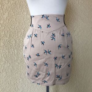 Divided Blue Bird‎ Print Mini Skirt Size 4